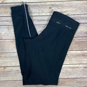 Nike Dri-fit Women's Black Athletic Running Tights With Ankle Zippers